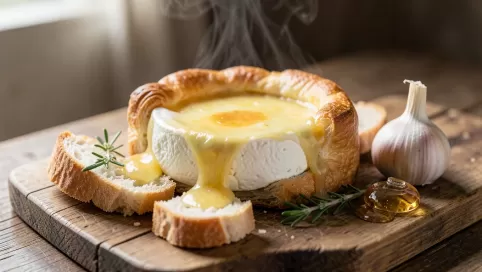 camembert z piekarnika z bagietką